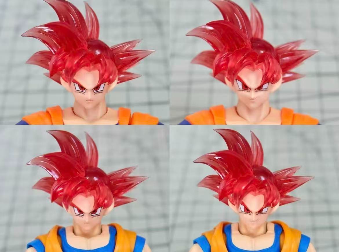 NEW CUSTOM goku 1/12 shf red god goku Transparent red head sculpture No figure