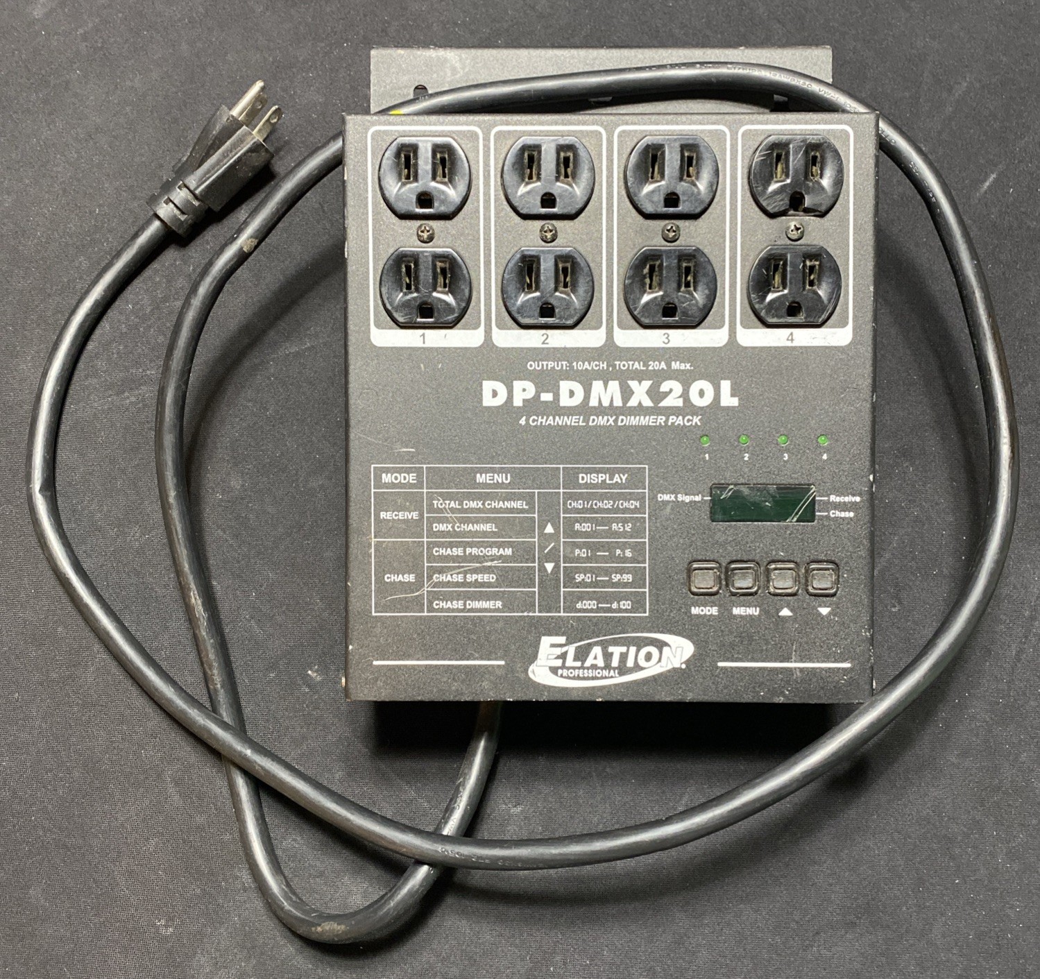Elation Professional DP-DMX20L 4 Channel DMX Dimmer Pack