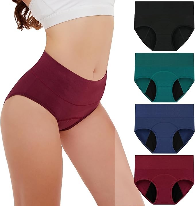 5pcs Triangle Period Underwear High-waisted 4-layer Leak-Proof 100% cotton women