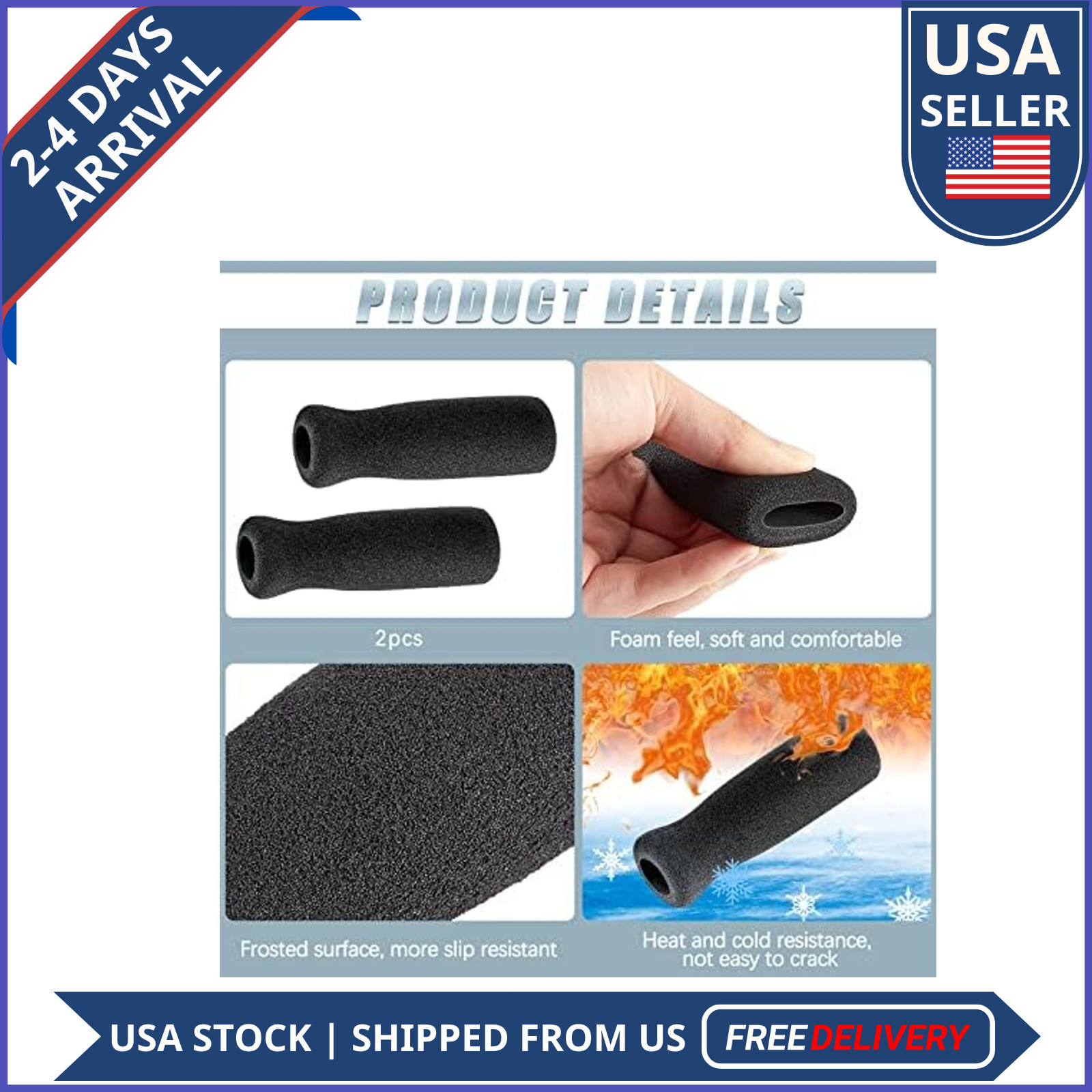 Foam Cane Handle Grip Black Bicycle Walking Cane Replacement Handle 4.5"