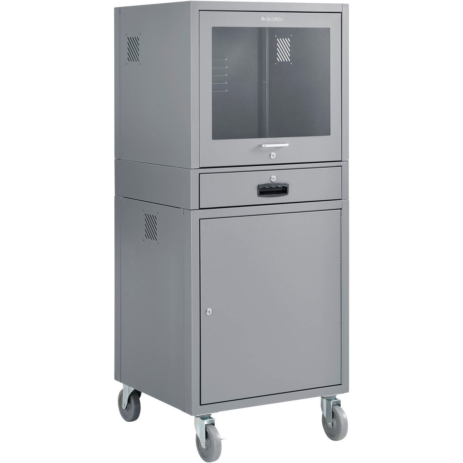 Mobile Security Computer Cabinet Gray 24-1/2"W x 22-1/2"D x 60-3/8"H