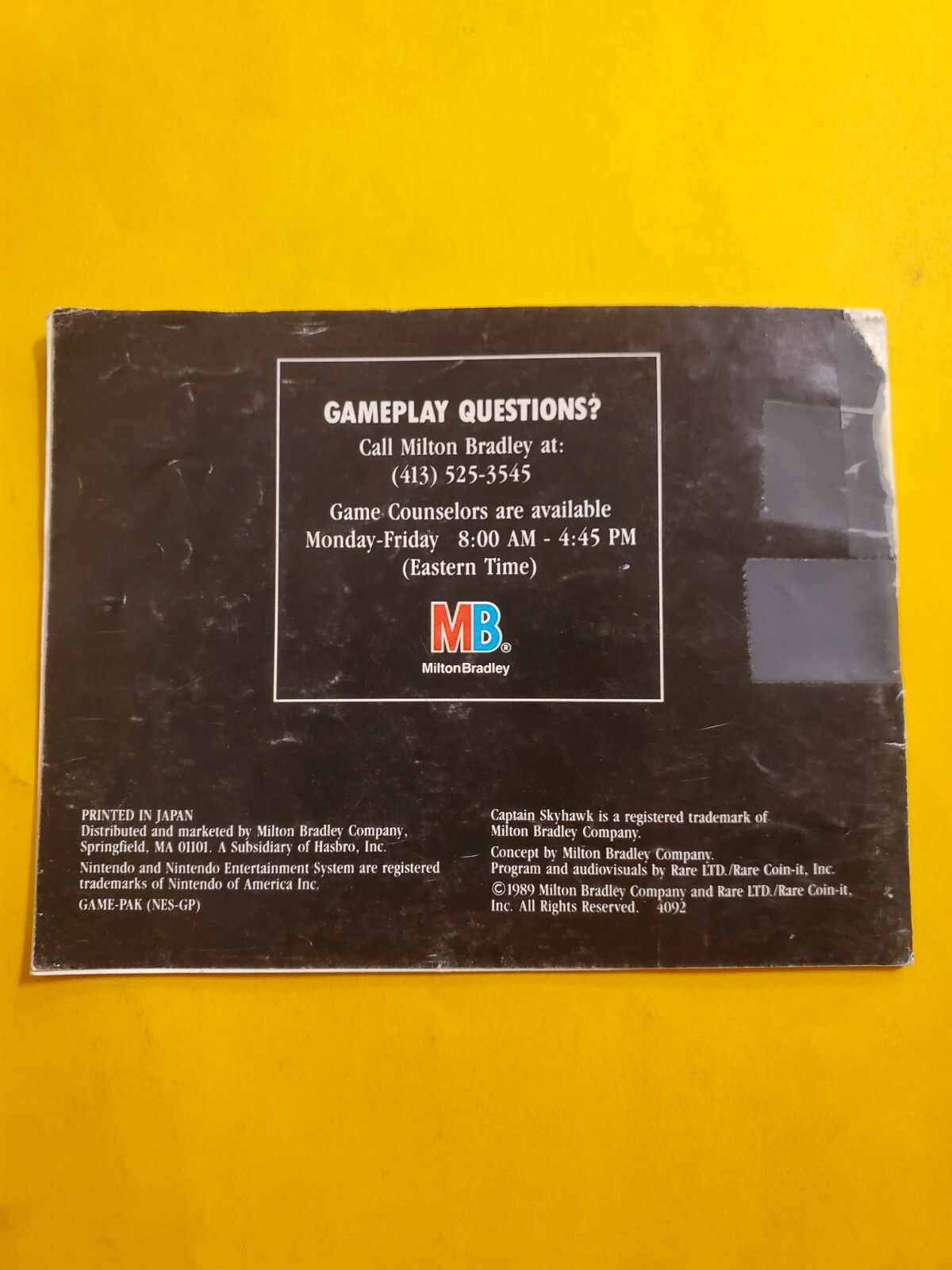 Captain Skyhawk Authentic Original NES Nintendo Manual Only