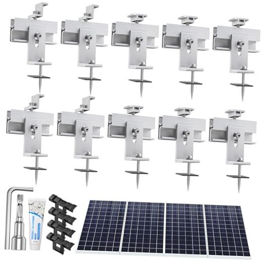 10Pcs Solar Roof Mount Brackets Kit - Solar Panel Mounting Kit for 1-4 40-TYN