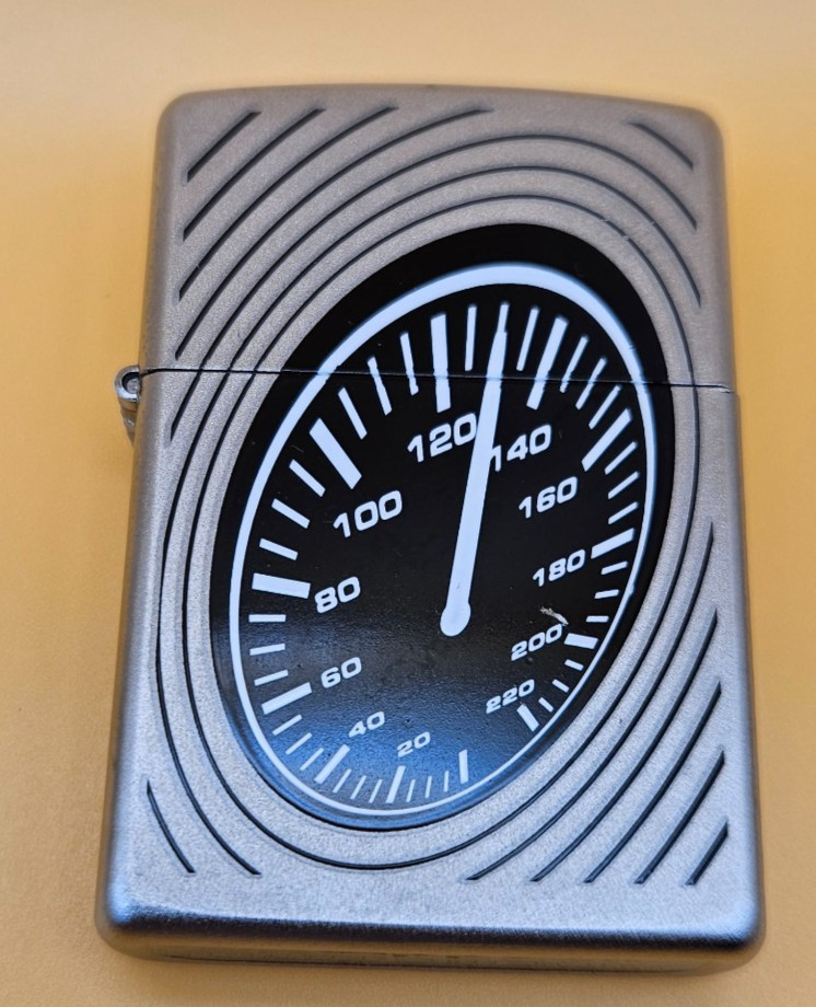 Zippo Lighter 2009 Speedometer 130, Satin Chrome, New, Hypnotic!