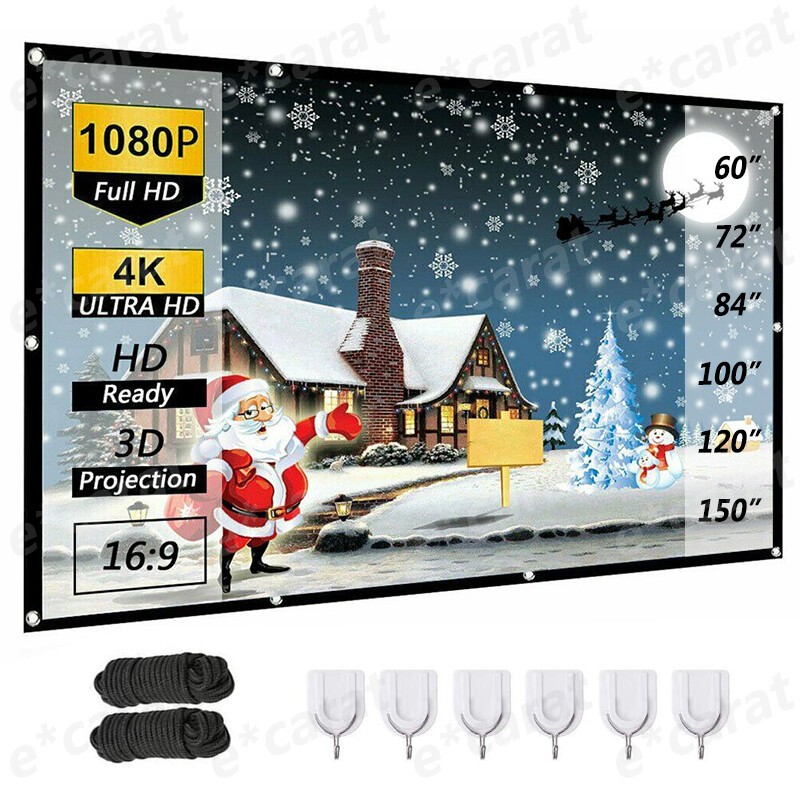 Portable Foldable Projector Screen 16:9 HD Outdoor Home Cinema Theater 3D Movie