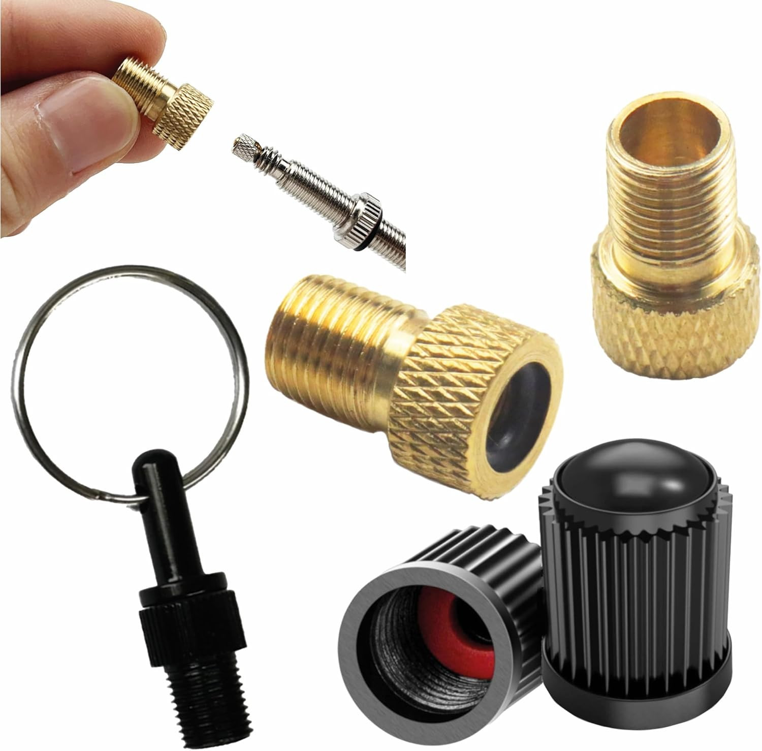 ® Bike Valve Adapter Set – Brass Adapters for Presta Valves – 2 Presta-To-Schrad