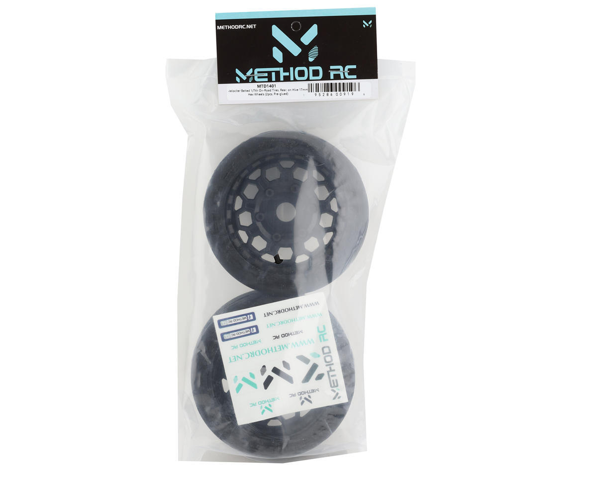 Method RC Velociter Belted Pre-Mount 1/7 On-Road Rear Tires (Black) (2)