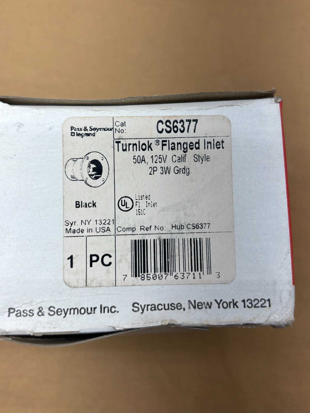 Pass & Seymour C6377 Turnlok Flanged Inlet 50A 125V