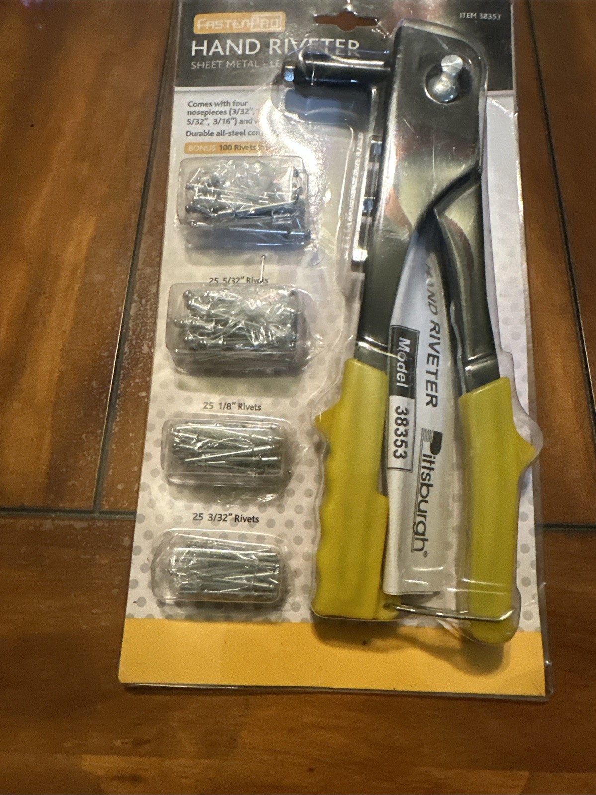FastenPro Hand Riveter with 4 sizes Rivets - sheet metal leather plastic