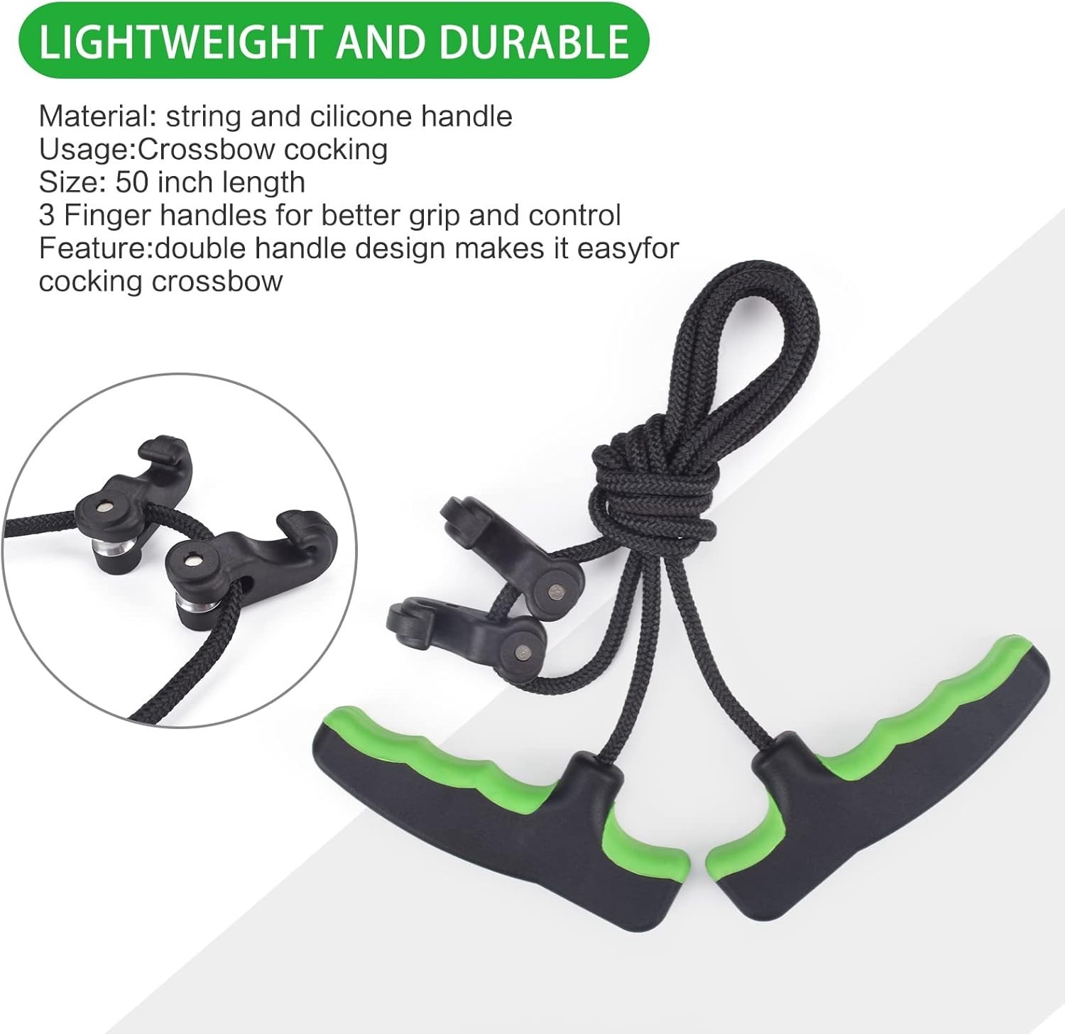 Crossbow Cocking Device Double Handle Rope Cocker Aid for Hunting and Shooting