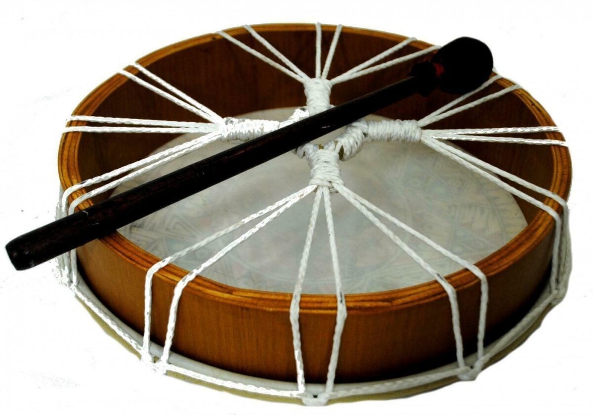 Handmade Native American Style Hand Tambour Tambourine Drum & Stick Fair Trade