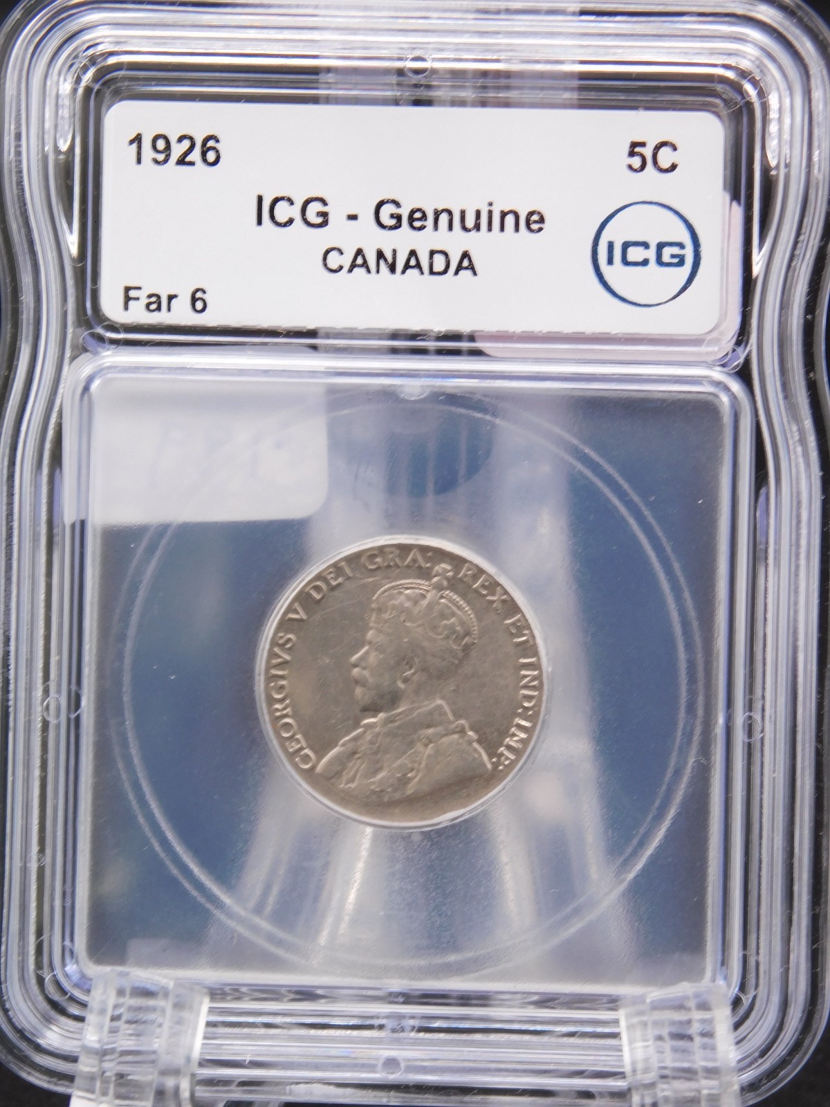 1926 CANADA FIVE CENT  FAR 6 ICG GRADED GENUINE (BT1261)