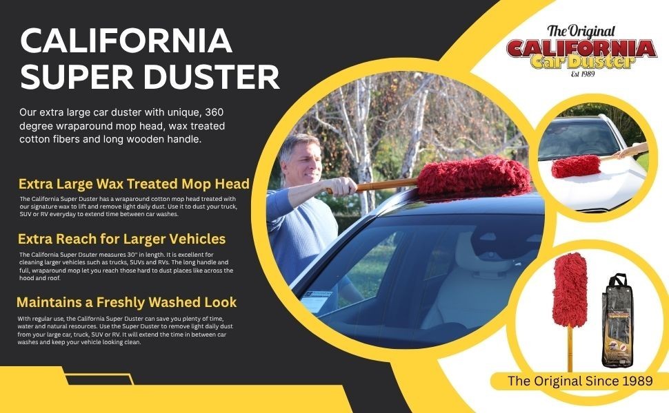 California Car Duster Super Duster XL Truck & SUV w Wood Handle and Case 62557
