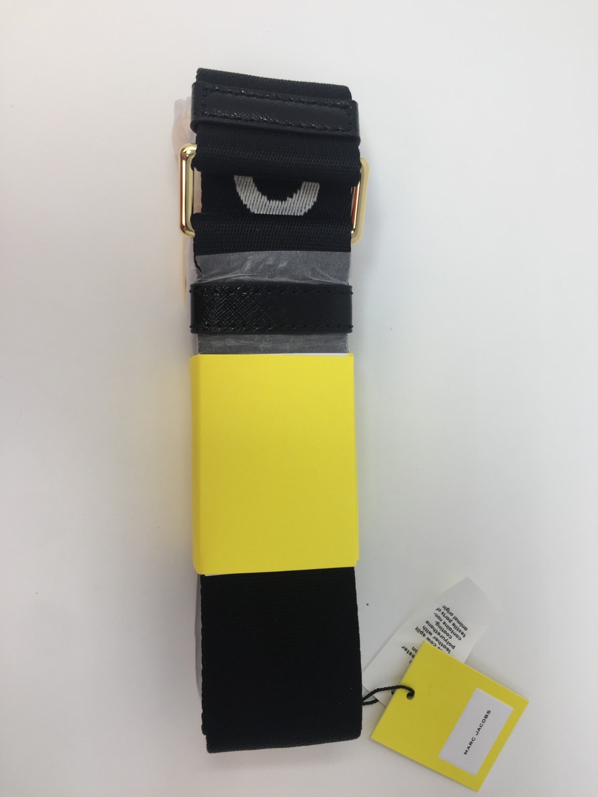Marc Jacobs Black/Silver The Outline Logo Webbing Shoulder Strap