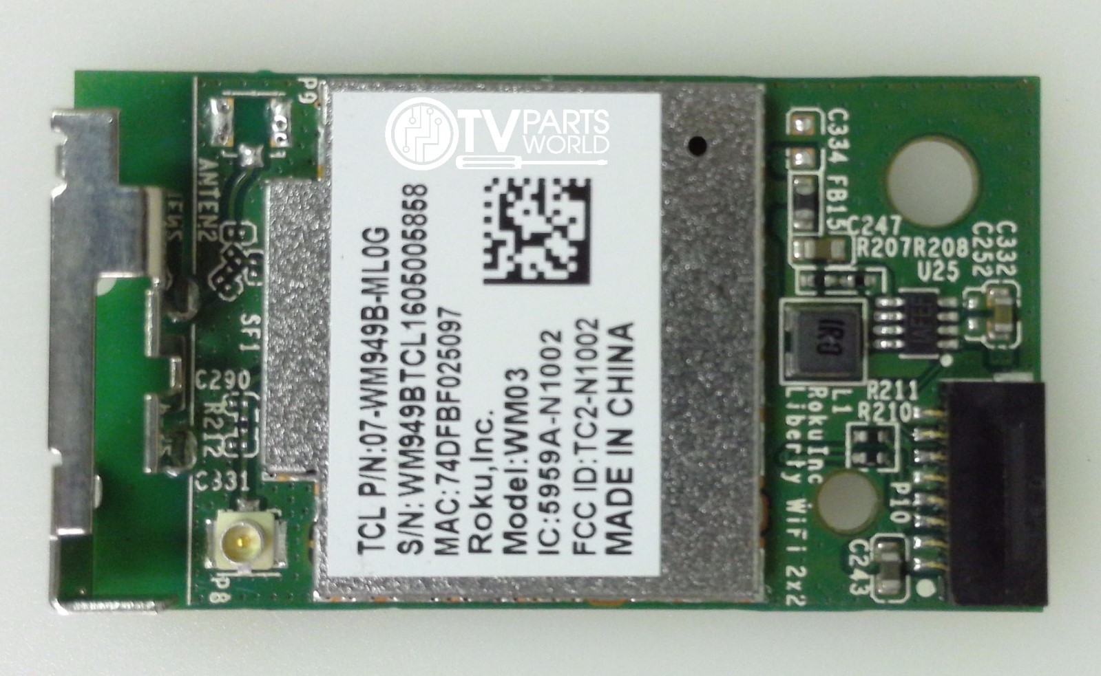 TCL 32S3750 TV WiFi Module 07-WM949B-ML0G WM03, 5959A-N1002 TC2-N1002 - OEM PART