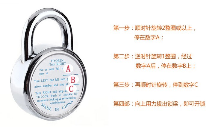 50MM Round Dial Combination Padlock Safety Box Compass Decorated Padlock