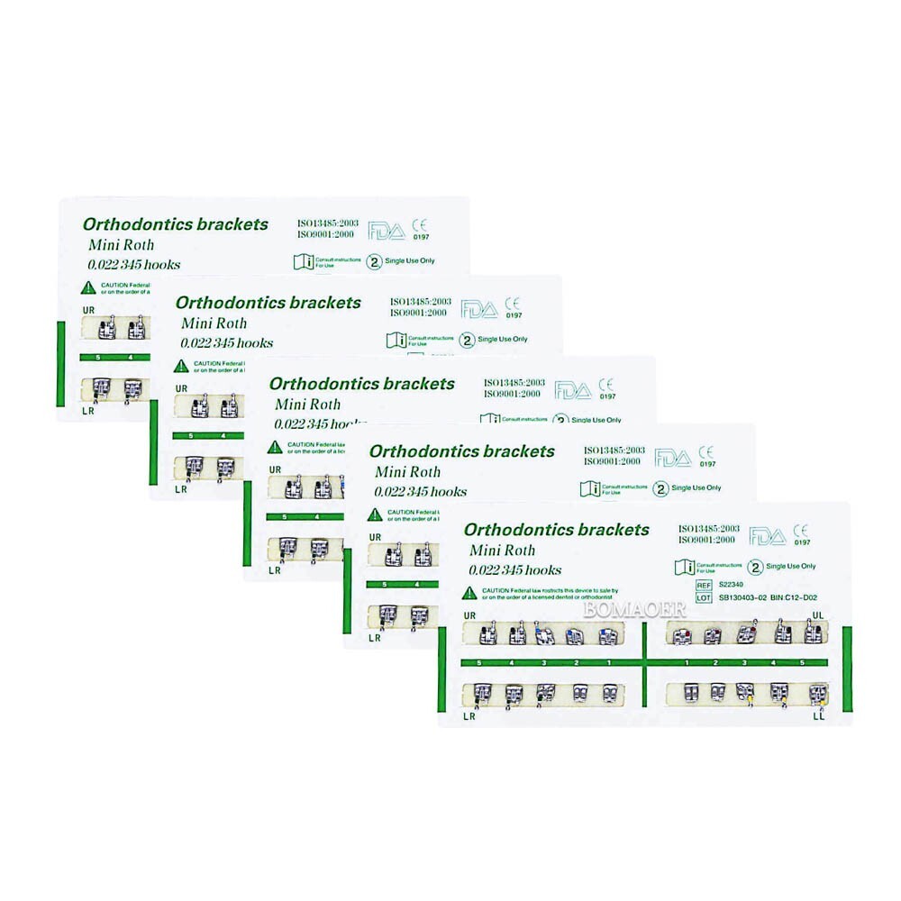 5 Packs Dental Orthodontic Monoblock Bracket Brace Mini Roth 022 345 hooks 20/pk