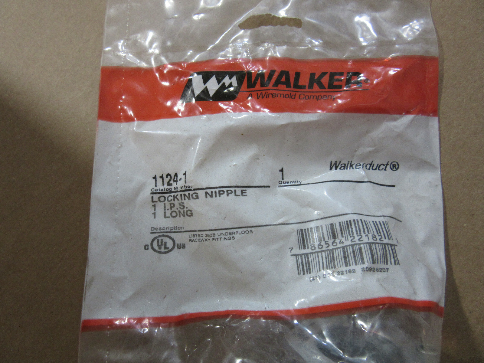 Walker Wiremold 1124-1 Locking Nipple 1" NEW!!! in Factory Sealed Bag Free Ship