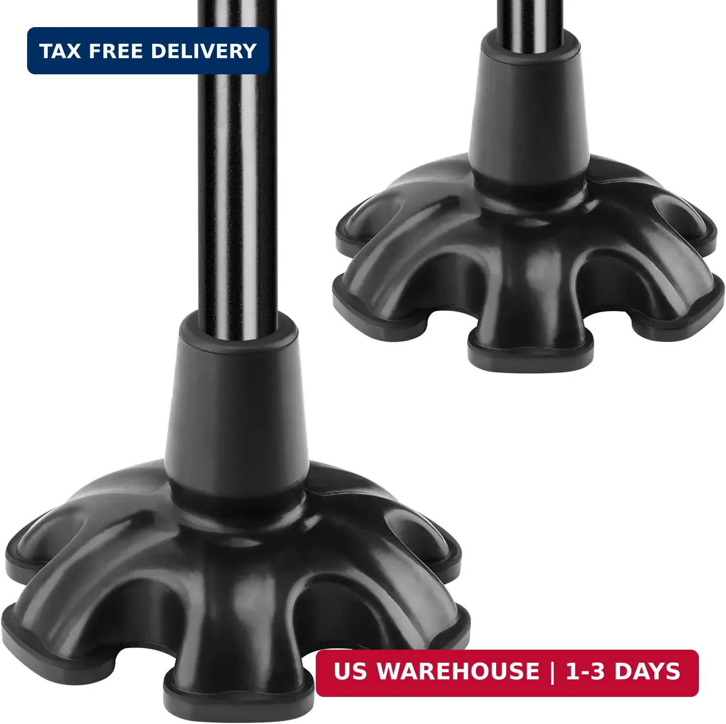 supregear Cane Tip (2-Pack) - 3/4" Self Standing Base Replacement for Offset Qua