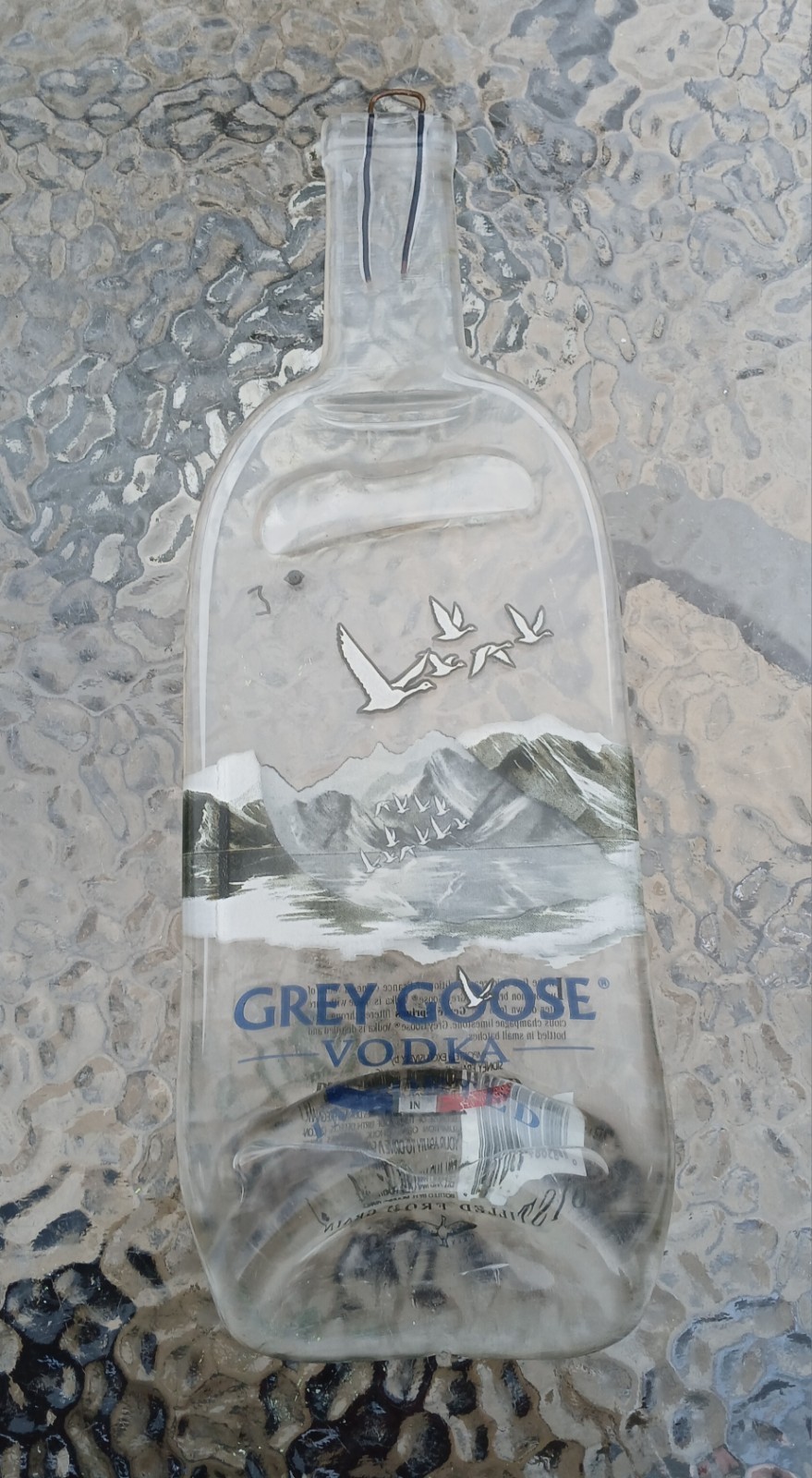 Huge Grey Goose Vodka 14" Flat Glass Bottle Wall Mount