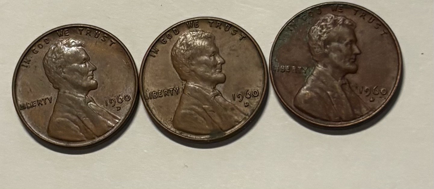 US Coins 1960-D Lincoln Cent SD(3 Coins) Circulated