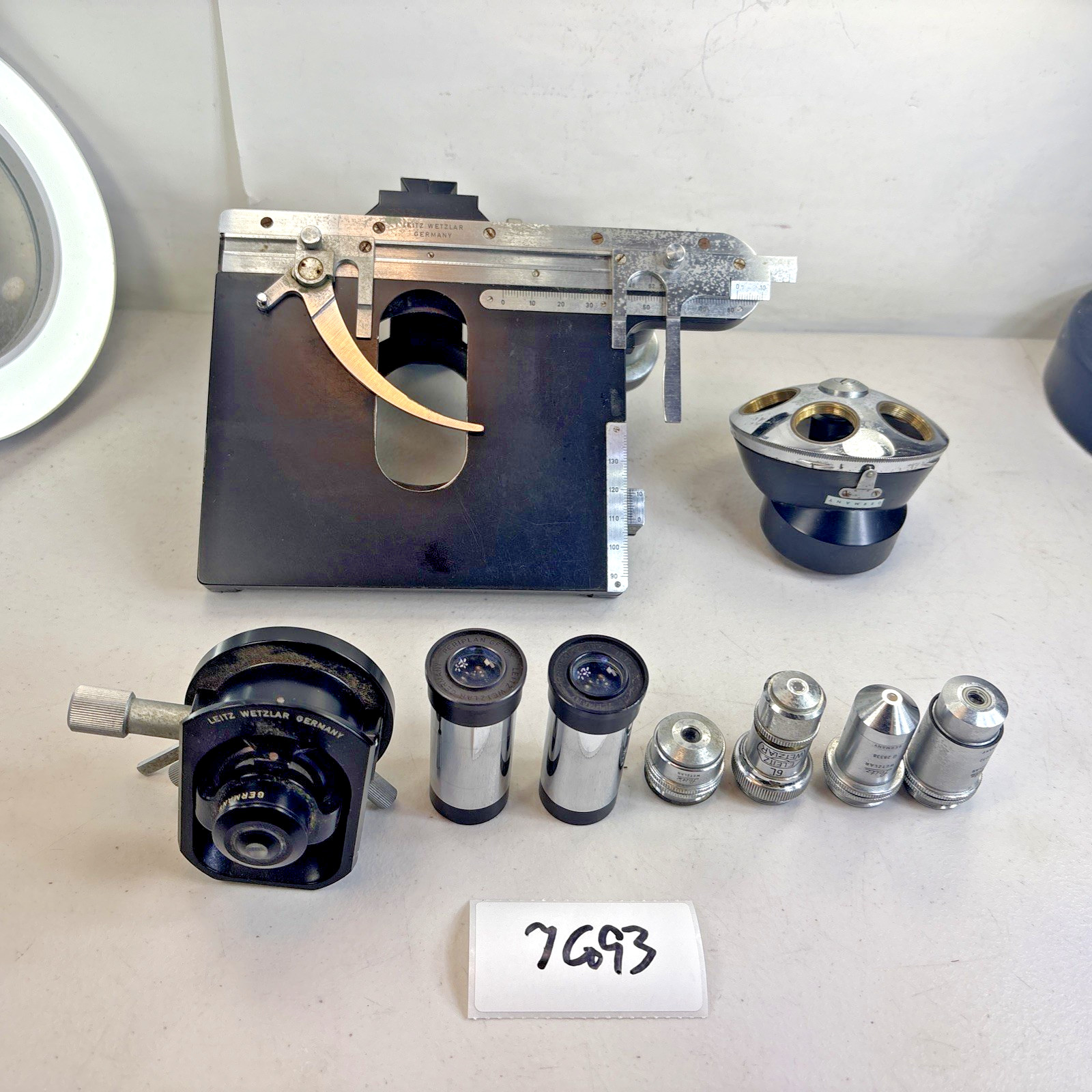 Leitz Wetzlar Microscope Parts Lot Germany Scientific Laboratory 7G93