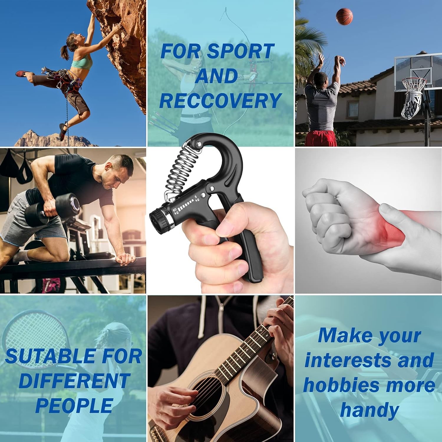 2 Hand Grip Strengthener Power Trainer Gripper Strength Adjustable Gym Exerciser