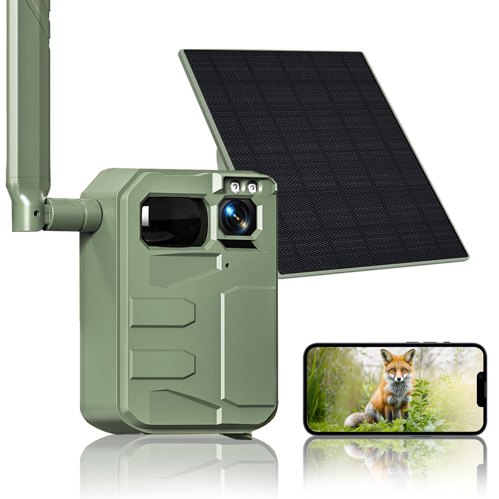 Zivif 4G LTE Cellular Trail Camera, Solar Powered Wildlife Game Spring Green