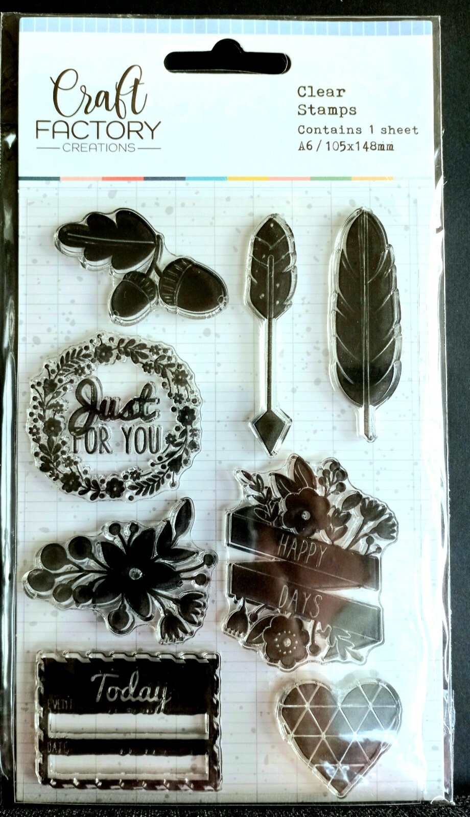 NEW FEATHER COLLAGE Craft Factory Creations 8 pc Stamp Set Retired
