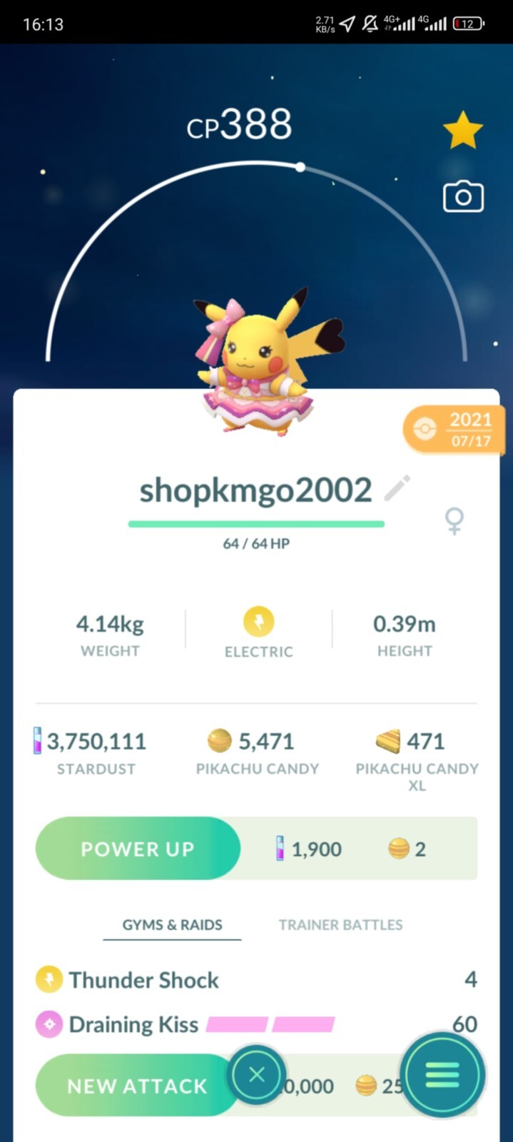 Pikachu ( Pop Star ) - Pokémon Go - Trade Go