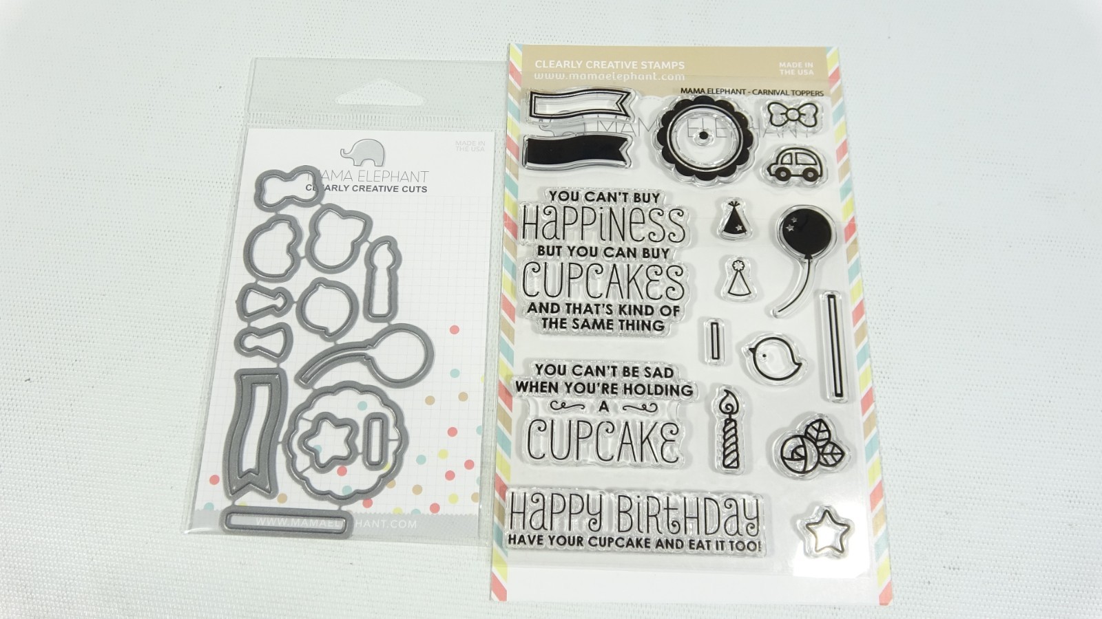 Mama Elephant Clear Stamp & Die Set Carnival Toppers Happy Birthday