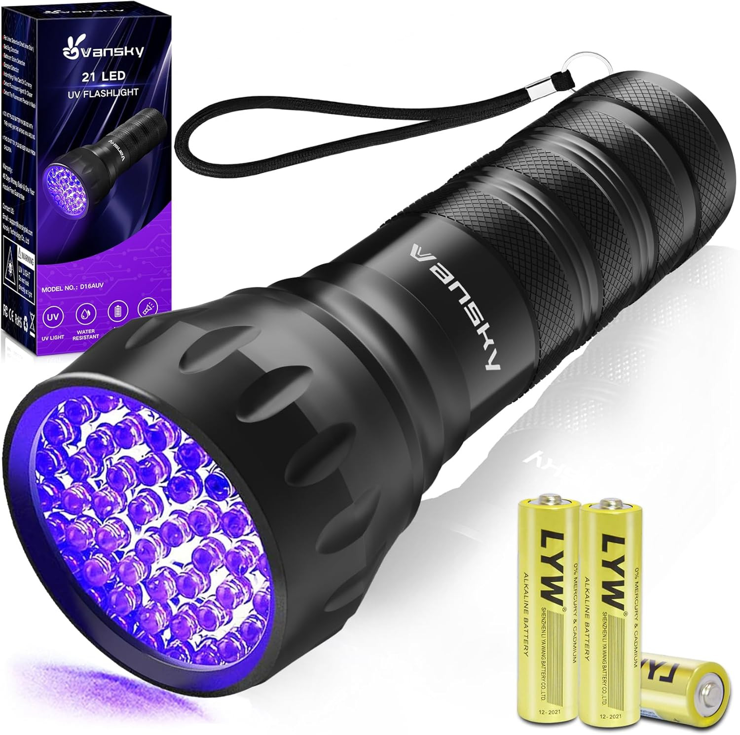 Black Light UV Light Flashlight, 21 LED 395Nm Ultraviolet Blacklight Flashlight