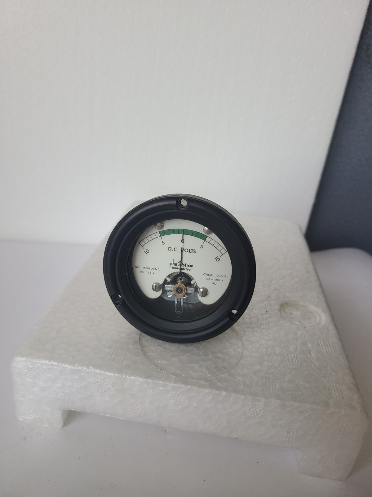 Vintage Phaostron Ruggedized 10-0-10 DC VOLTS METER, P/n 210-08514