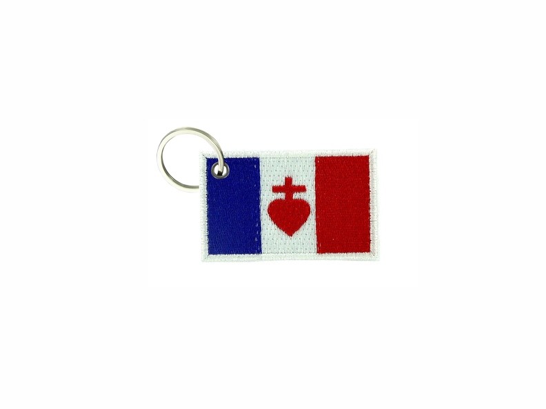 Keychain keyring embroidered patch double sided flag france sacre cur