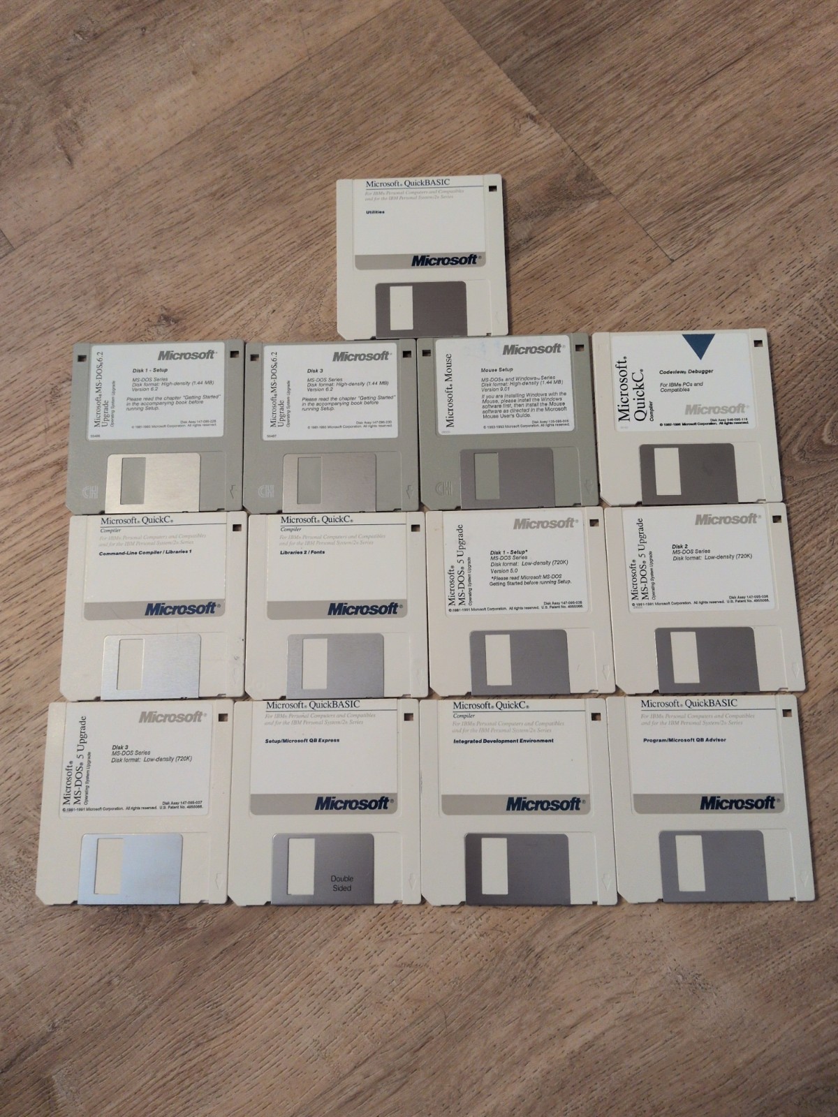 Vintage Software Microsoft Floppy Disks DOS 6.2 Mouse Quick C Quick Basic