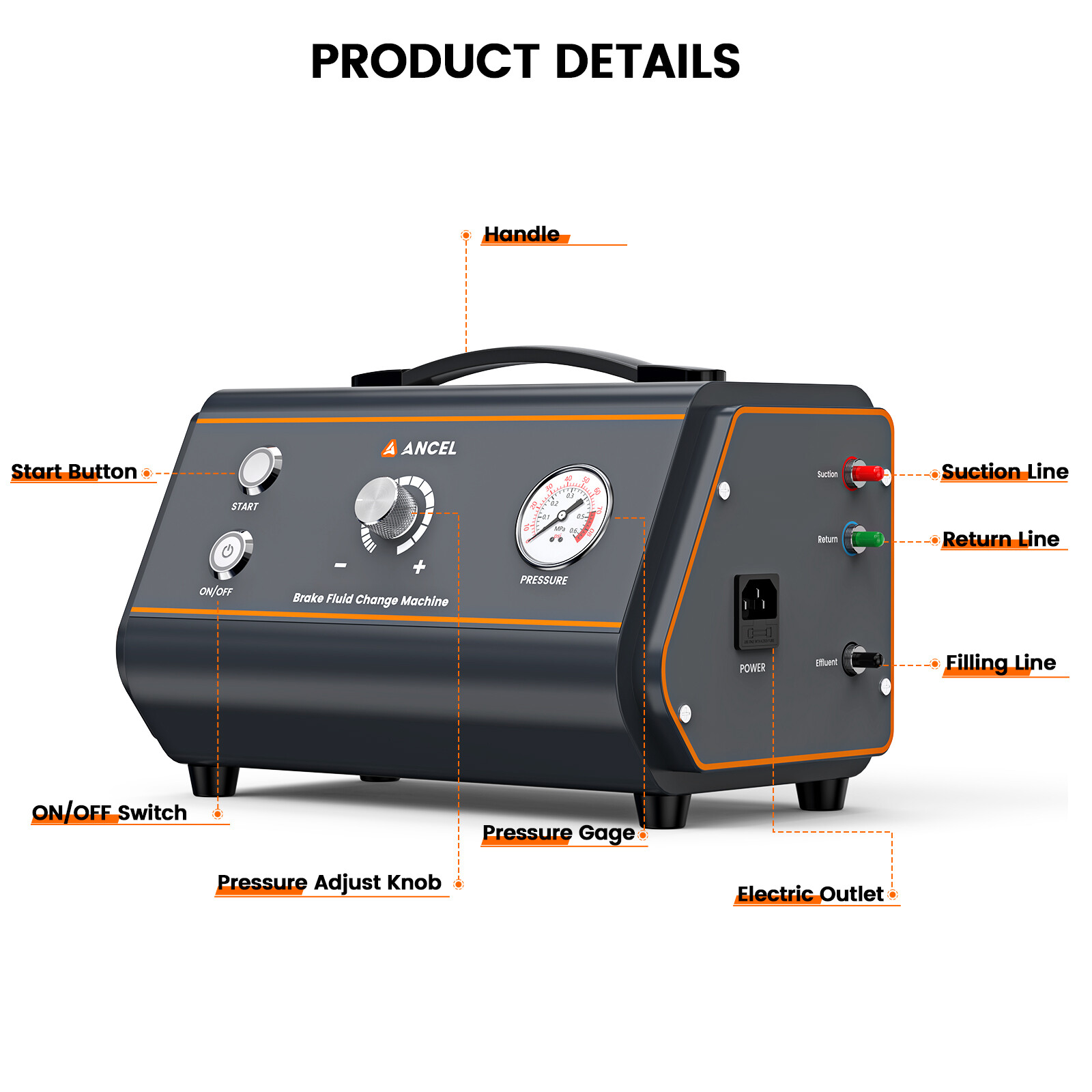 ANCEL BR1000 Professional Vacuum Compression Brake Fluid Oil Replacement Tool