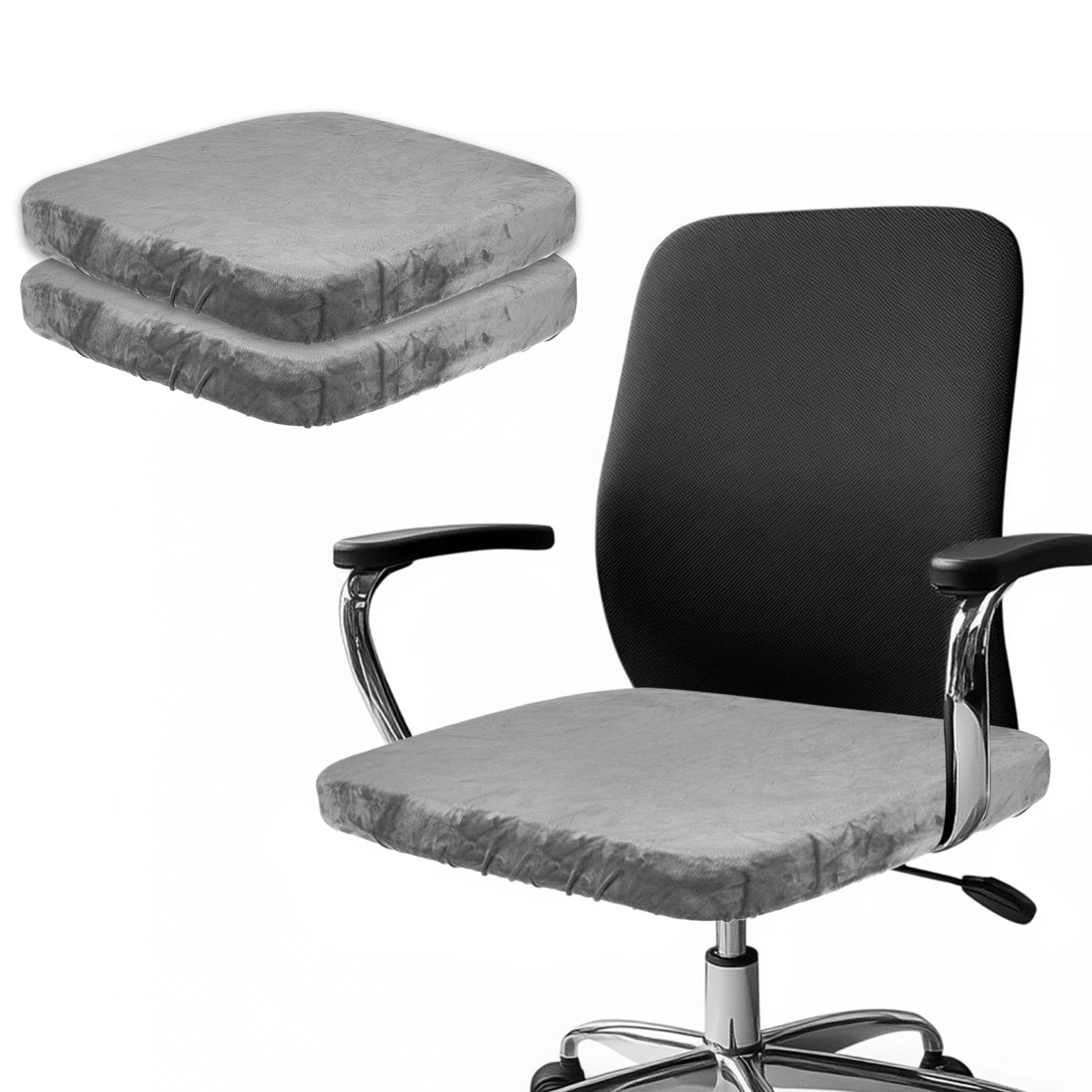 2 Pcs Office Chair Cover, Soft Chair Seat Slipcover, L(33-40cm), Light gray