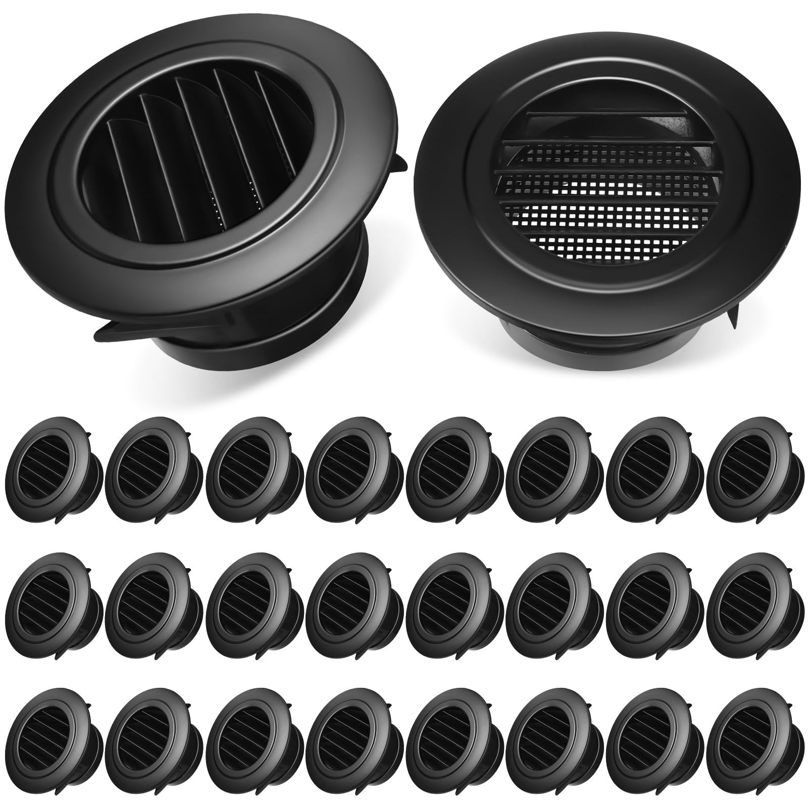 24 Pcs 4'' ABS Round Vent Cover Plastic Soffit Vents Exhaust Bathroom Vent Co...