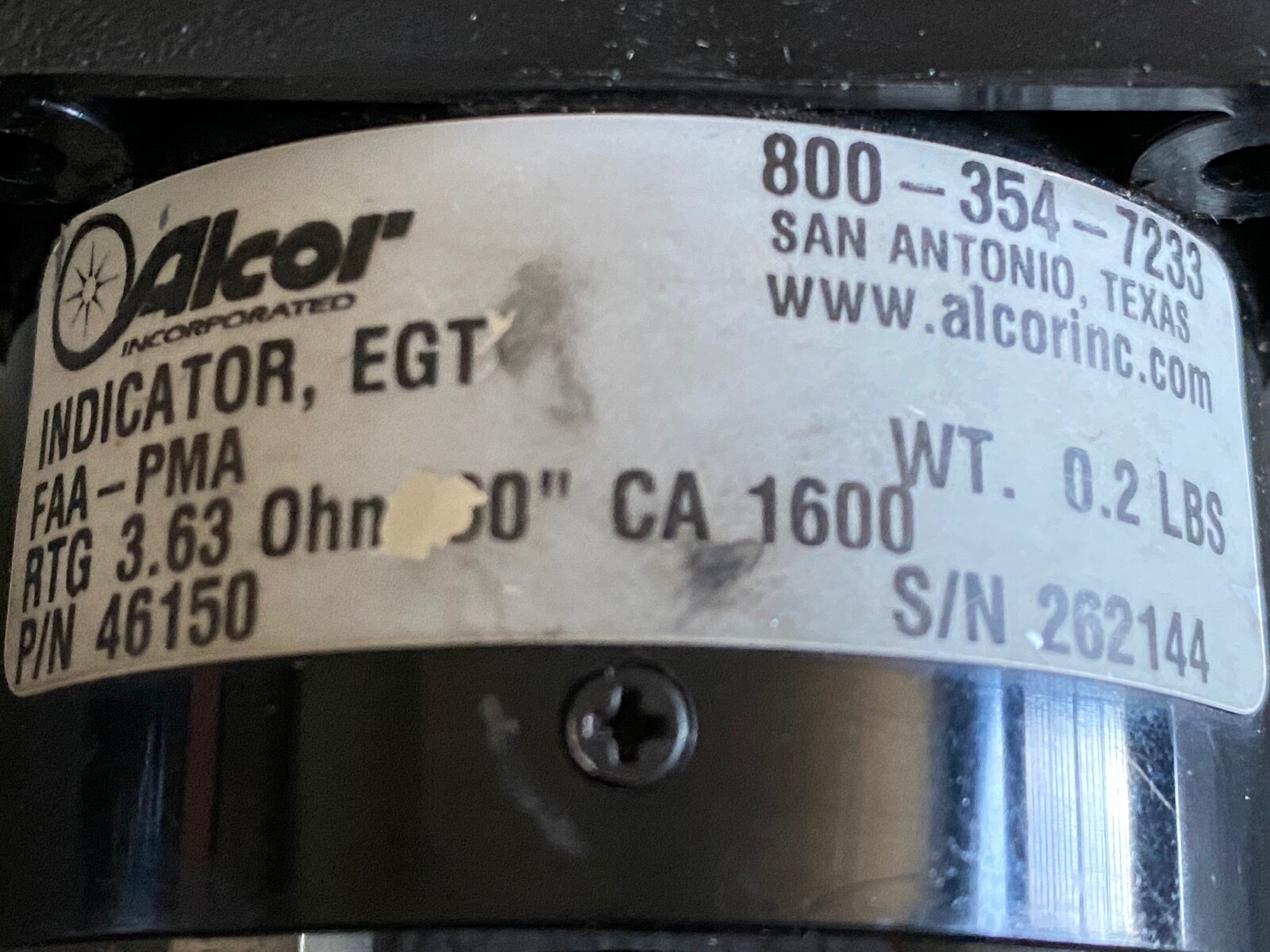 Alcor EGT Indicator, P/N 46150