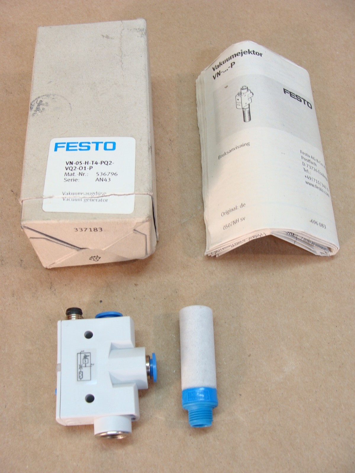 NEW FESTO VN-05-H-T4-PQ2-VQ2-O1-P vacuum generator VN-536796 AN43