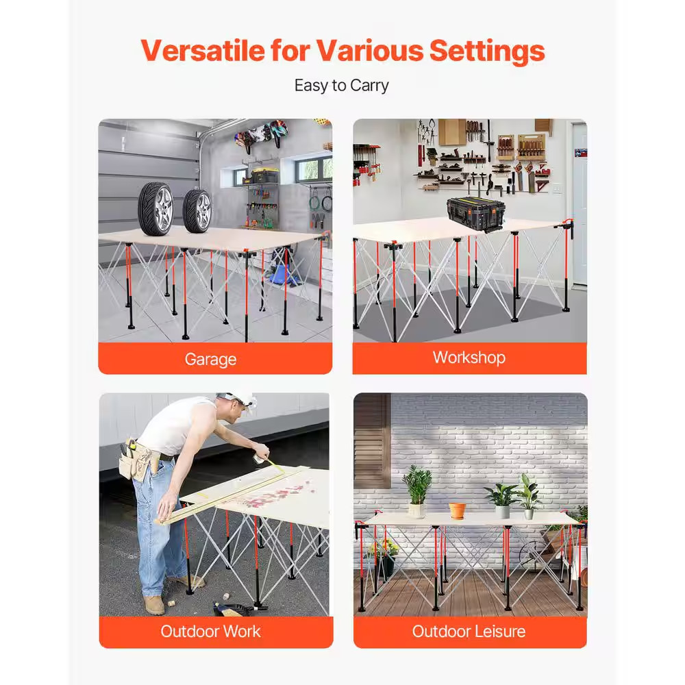Portable Folding Workstand, 6.12 X 4.14 Ft. Collapsible Workbench, 4500 Lbs. Wei