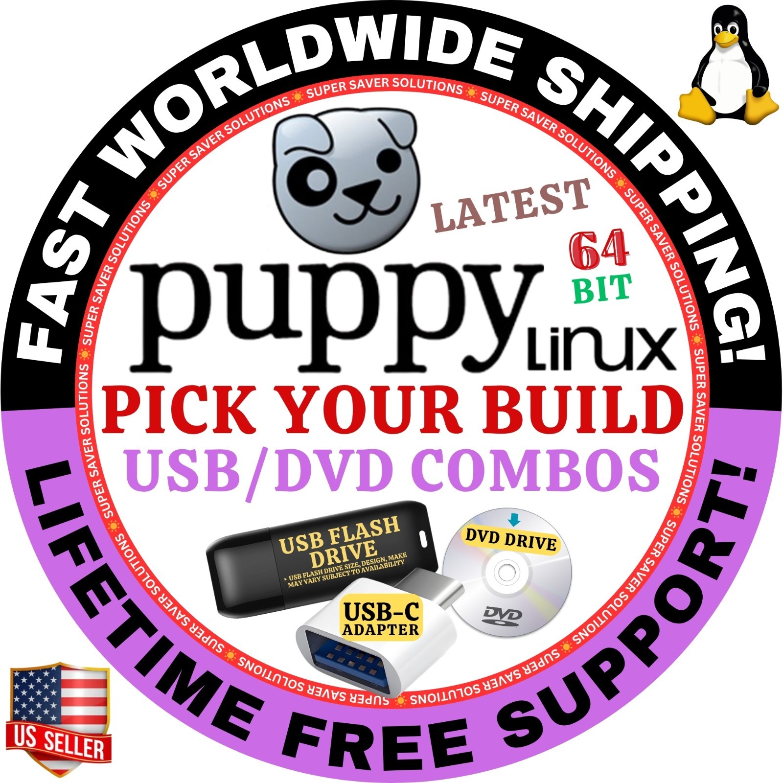 PUPPY LINUX OS LATEST 64BIT USB/DVD, MAC/PC, DEBIAN UBUNTU SLACKWARE VOID BASE