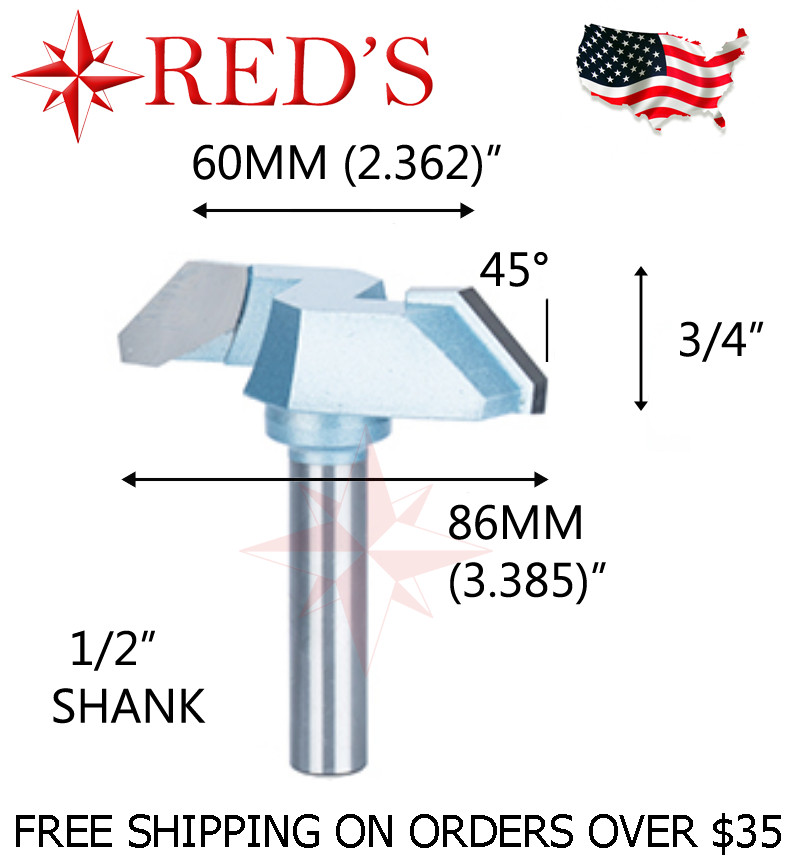 Tideway Carbide IND LC030986608 45° V Groove Flat Bottom 1/2" shank router bit