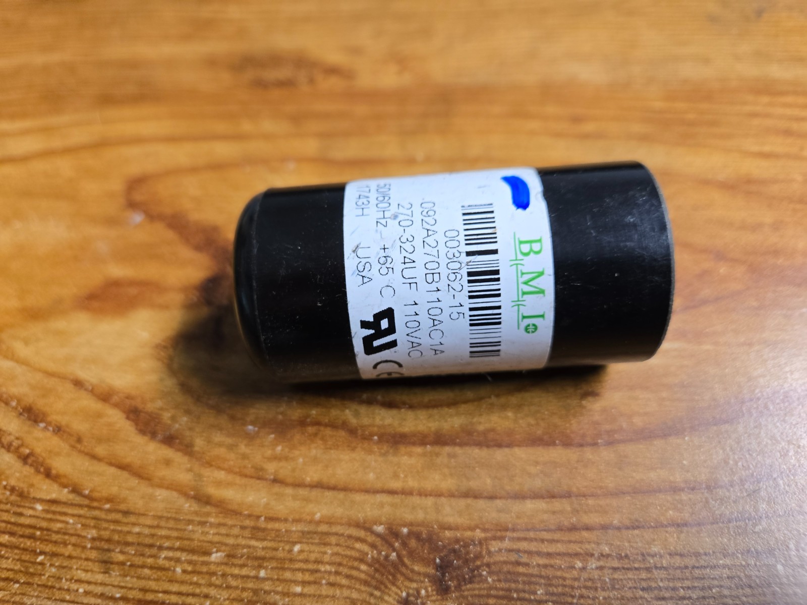 003062-15, START BMI Capacitor 270-324UF At 110vac -Used- Tested.