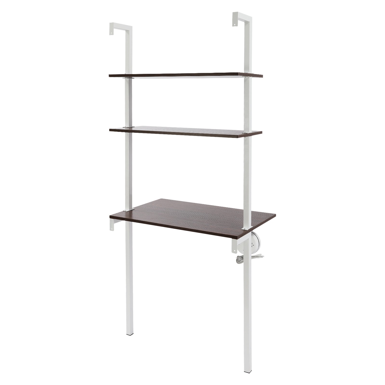3 Tiers Computer Desk Wall Mounted Storage Shelf 72.5" Work Table W/ Power Strip