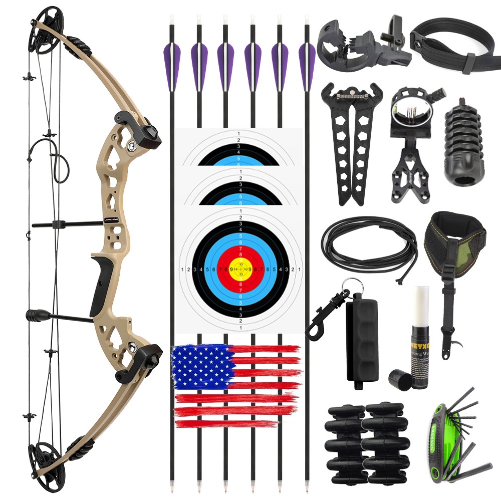 Archery Compound Bow Carbon Arrows Set 30-55lbs Bow Sight Hunting Shooting RH LH