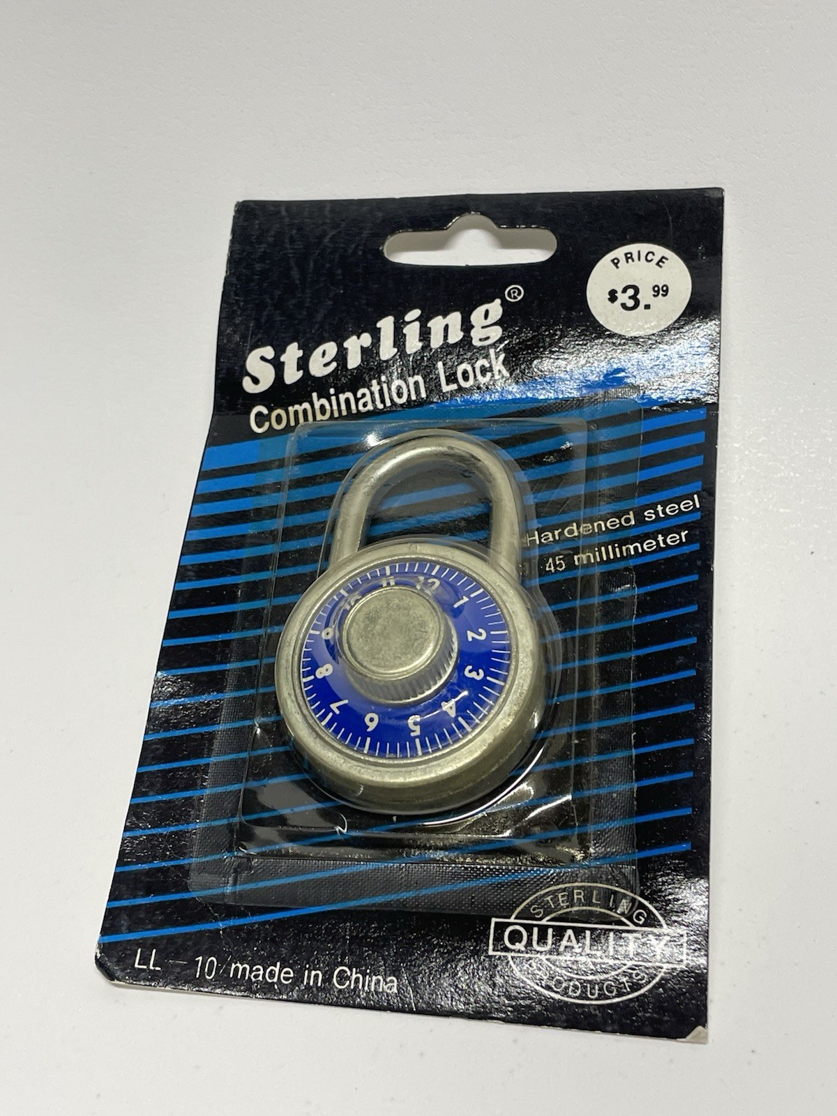 Sterling Combination Lock Hardened Steel New Old Stock In Package Blue Dial