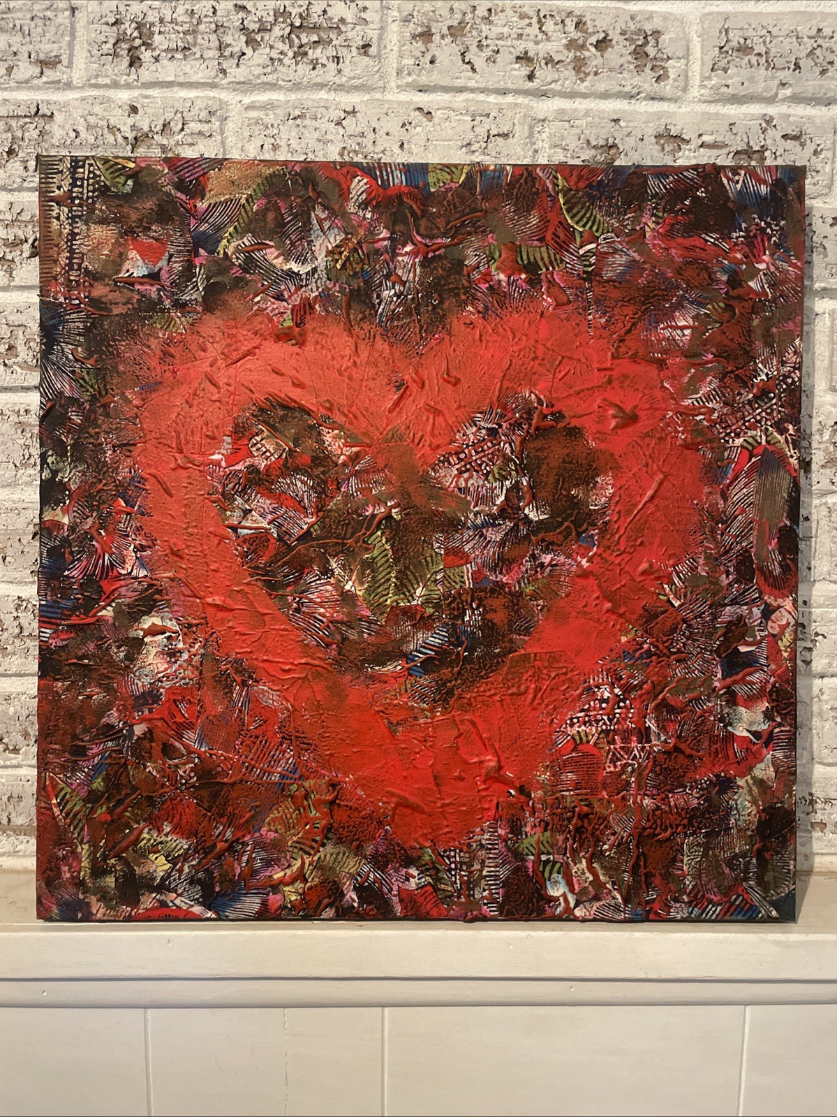 Original Mixed Media Decoupage Canvas Wall Art - Unknown Artist