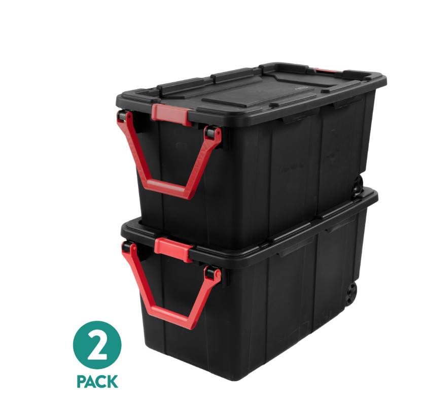 Sterilite Extra-Large Wheeled Industrial Storage Bin, 40 Gallon Durable Plastic