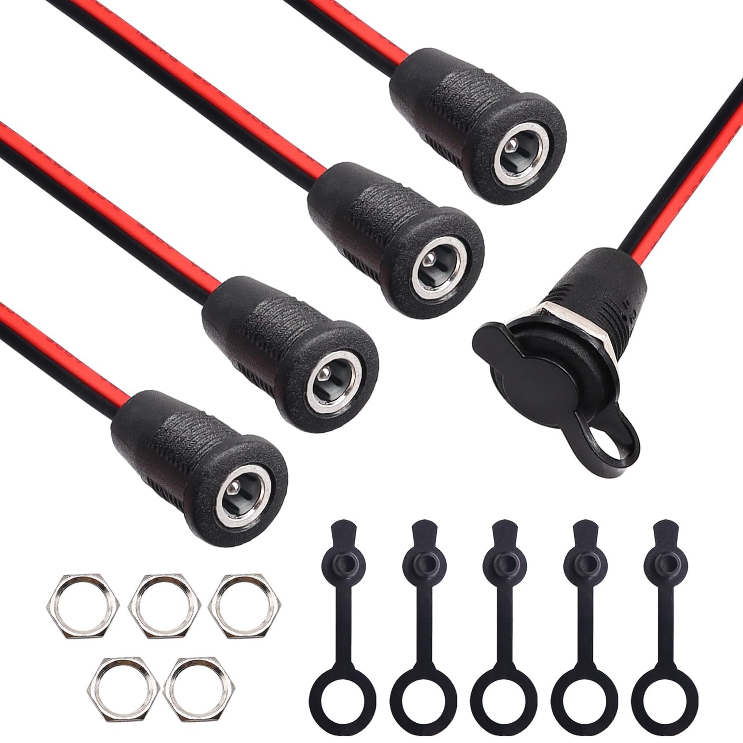 weideer 5Pcs 10A DC-099 DC Power Jack Cord Socket Female Socket, Black